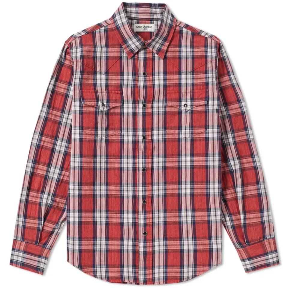 Cotton Flannel Check Western Shirt