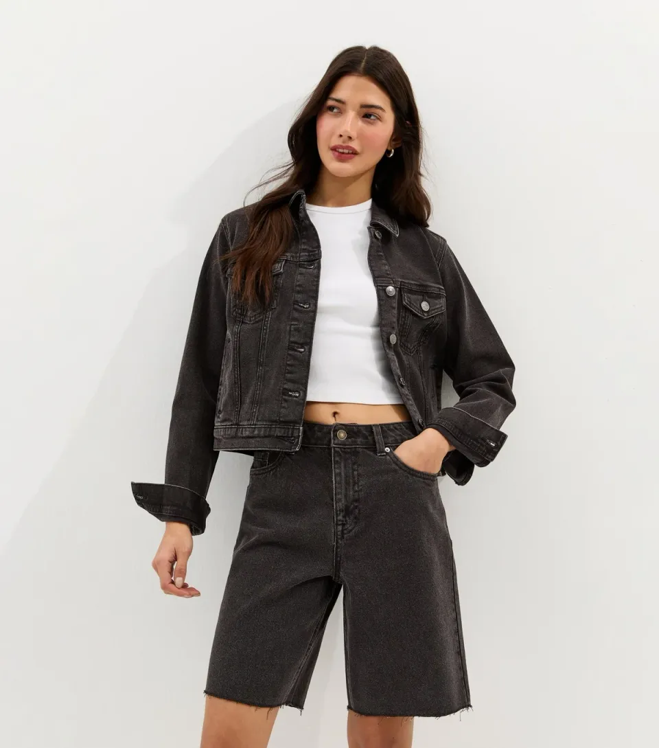 Women's Black Denim Bermuda Shorts