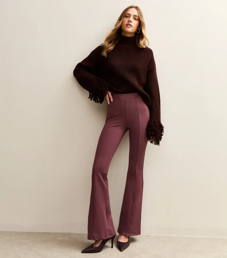 Women's Dark Burgundy Flared Trousers