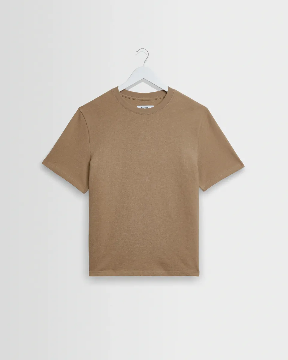 Dean - Dark Sand Textured Organic Cotton t-Shirt