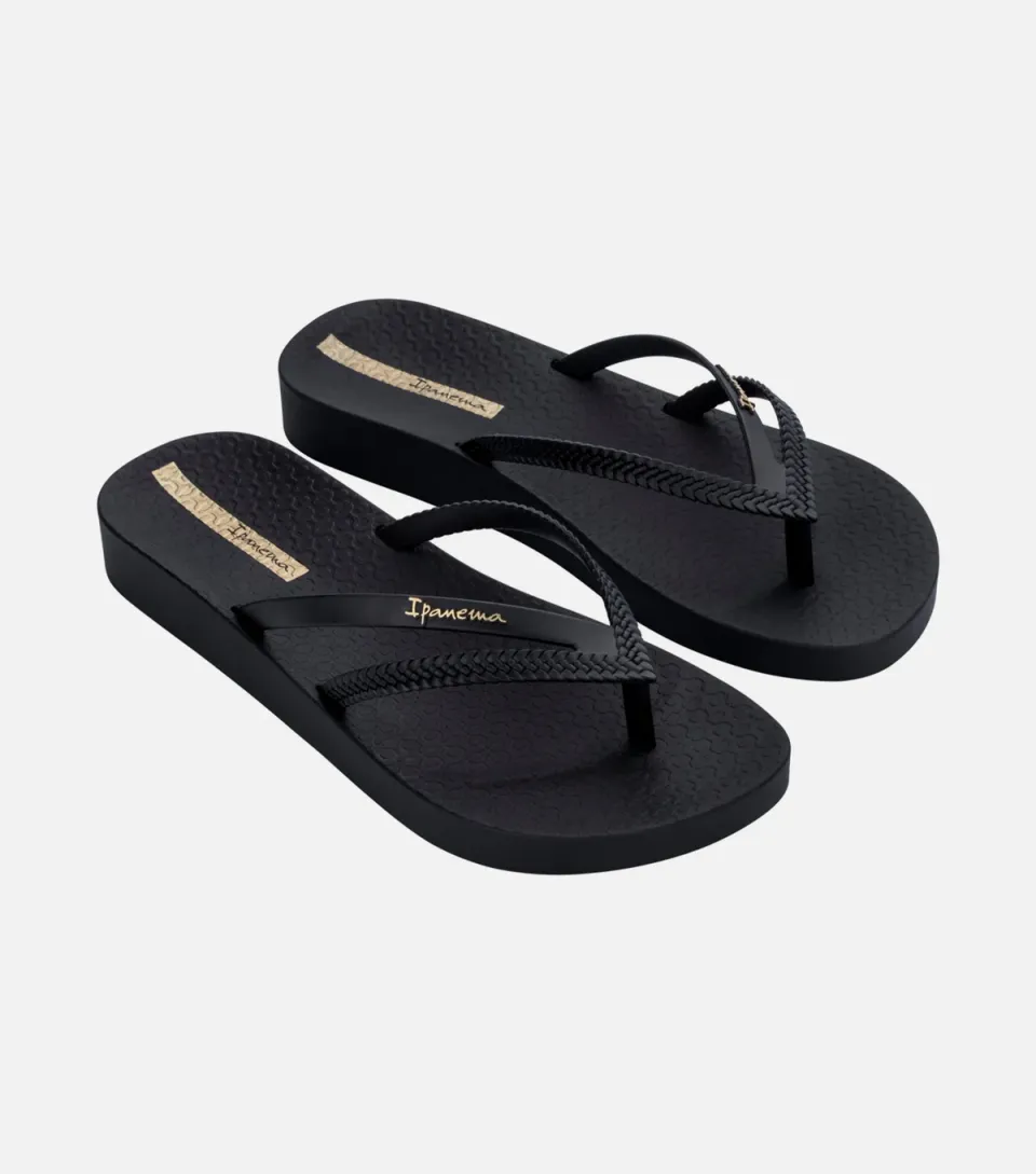 Women's Black Double Strap Flip Flops