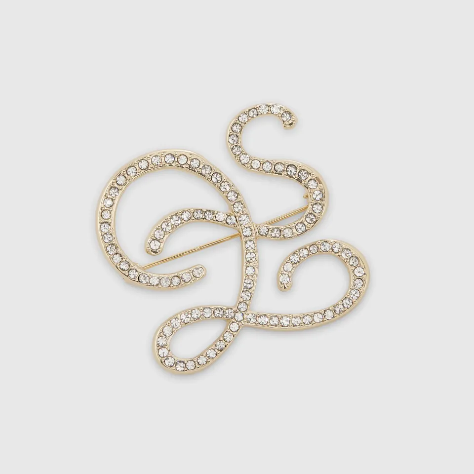 Rhinestone Open Swirl Brooch