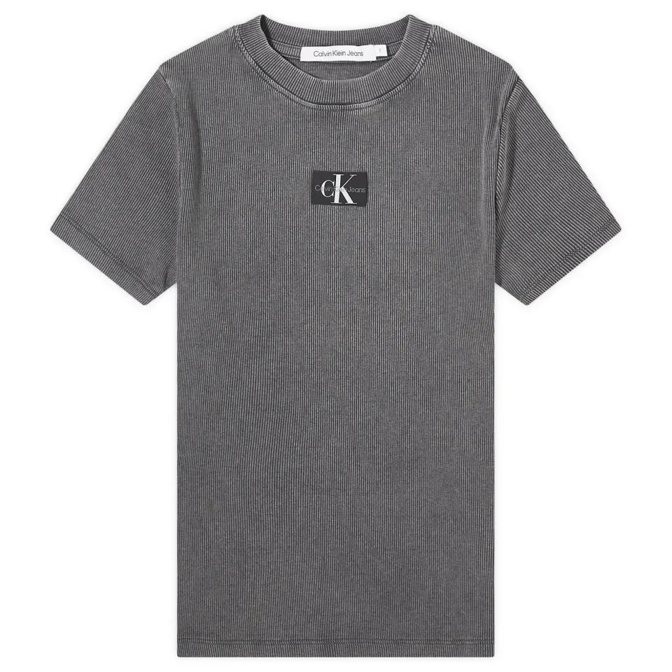 Label Washed Rib Slim T-Shirt