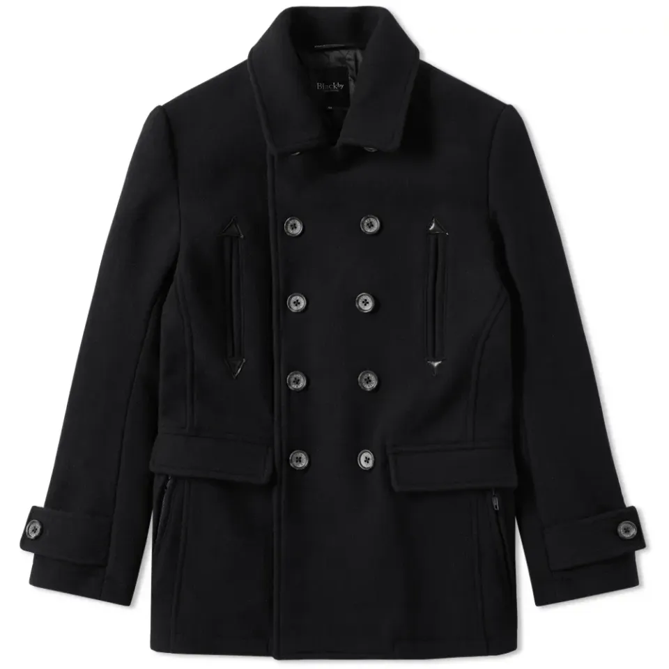 Vanquish Black Heavy Melton Peacoat