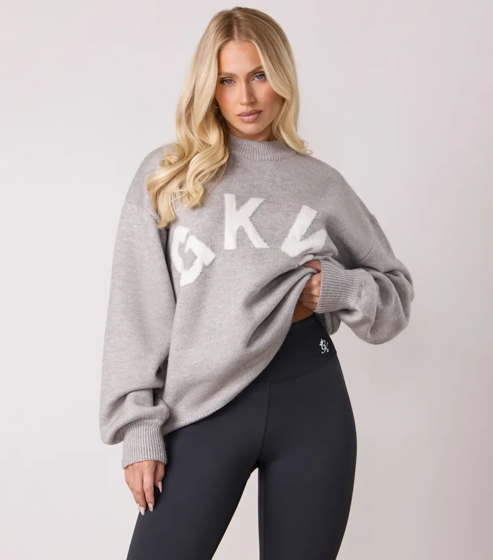 Women's Light Grey Logo Crew Neck Jumper