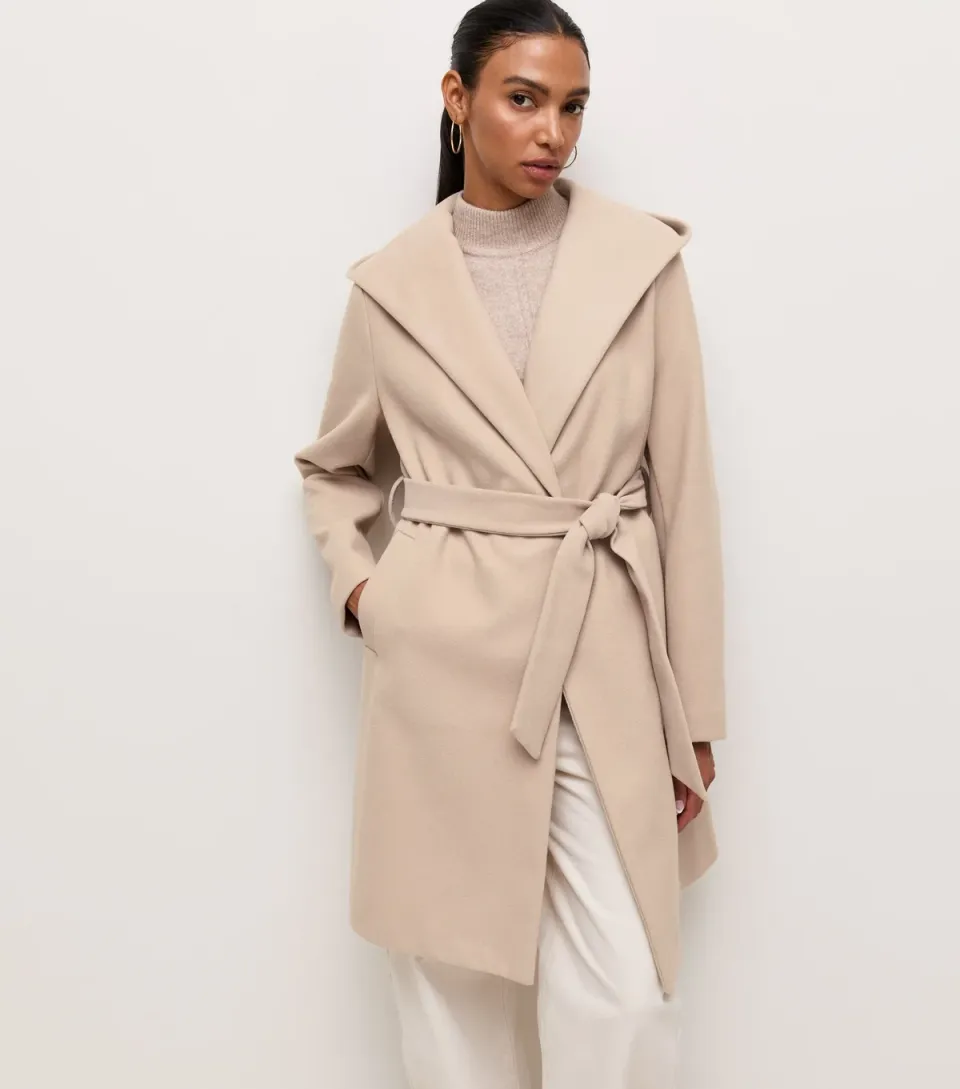 Women's Oatmeal Wrap Hooded Coat