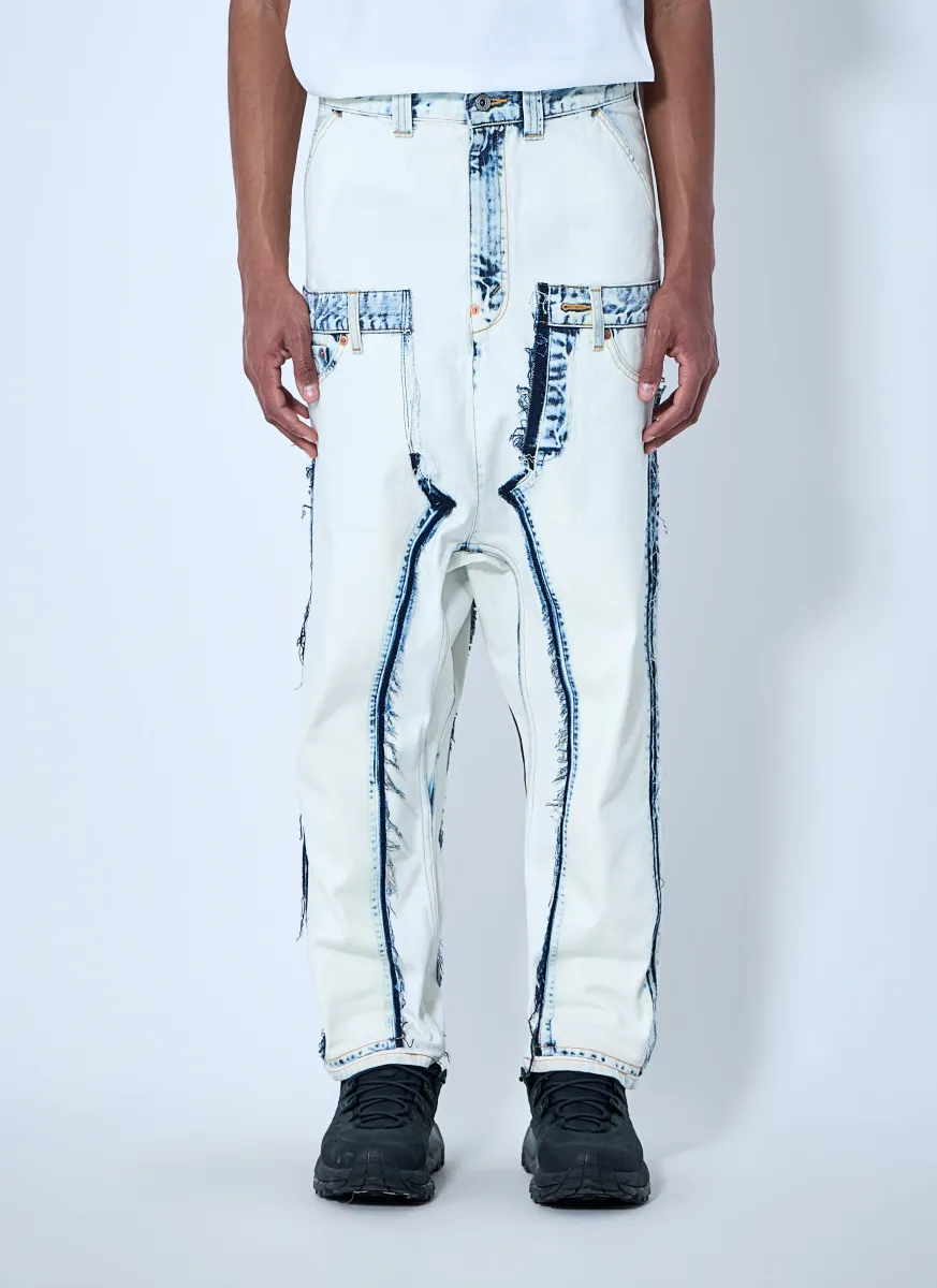 Deconstructed Panelled Denim Trousers