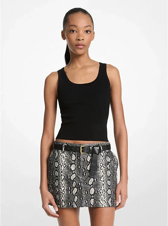 Snake Embossed Leather Mini Skirt