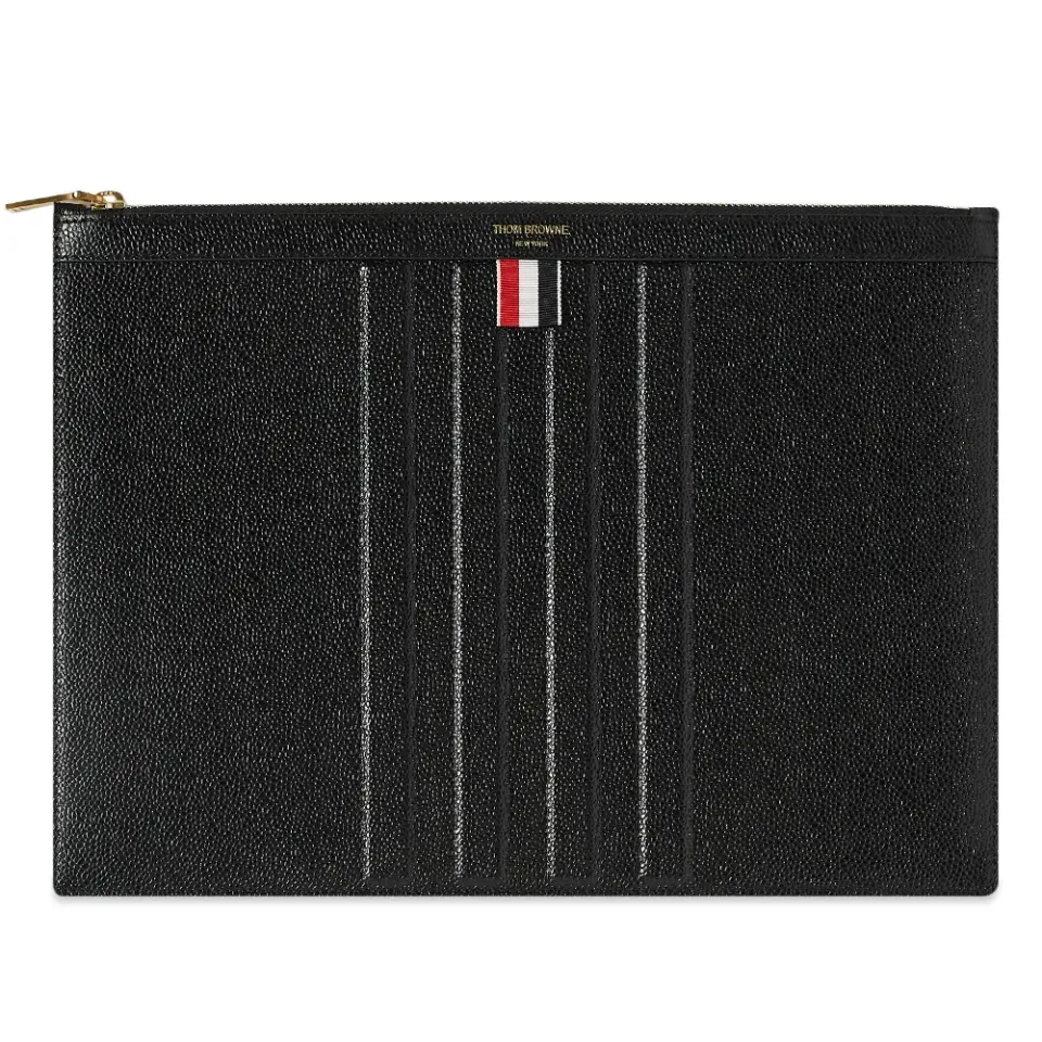 Debossed Engineered Stripe Leather Document Hold