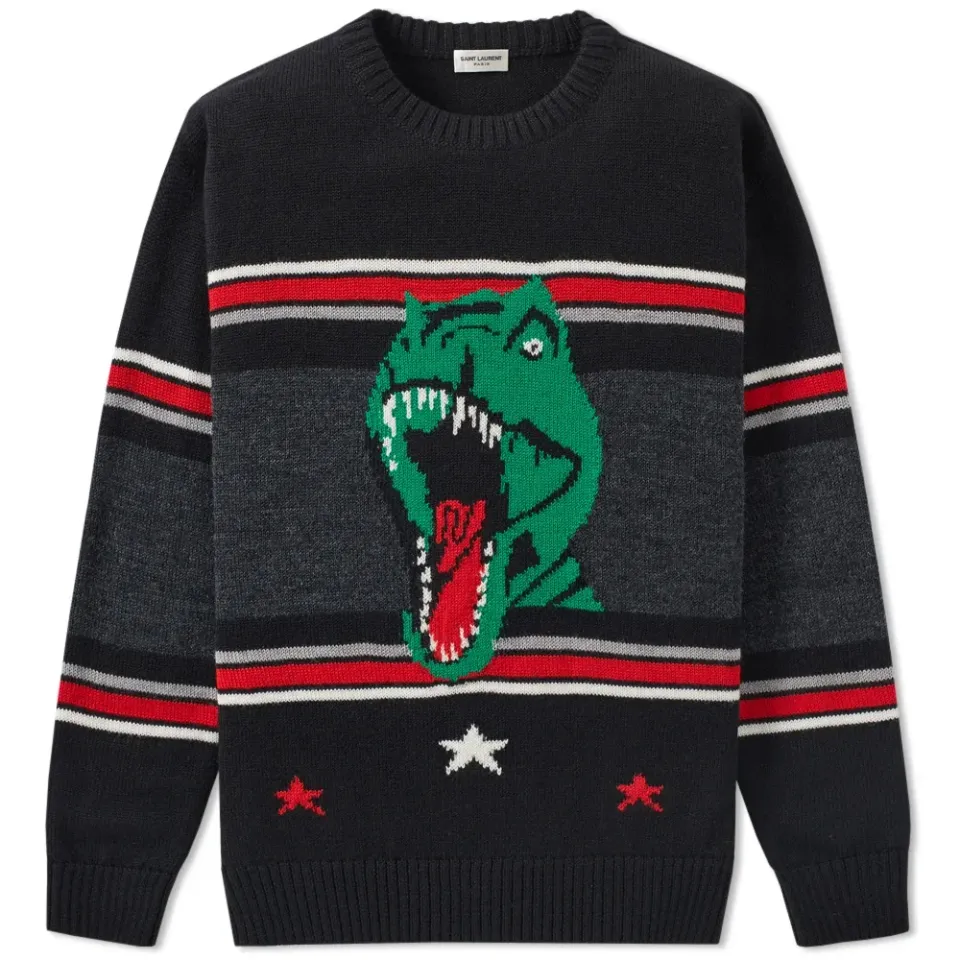Jacquard Dinosaur Stripe Knit