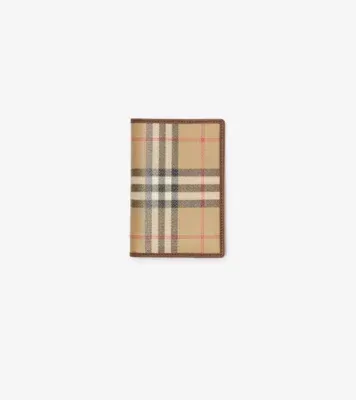 Check Folding Card Case in Archive beige - Men, Cotton