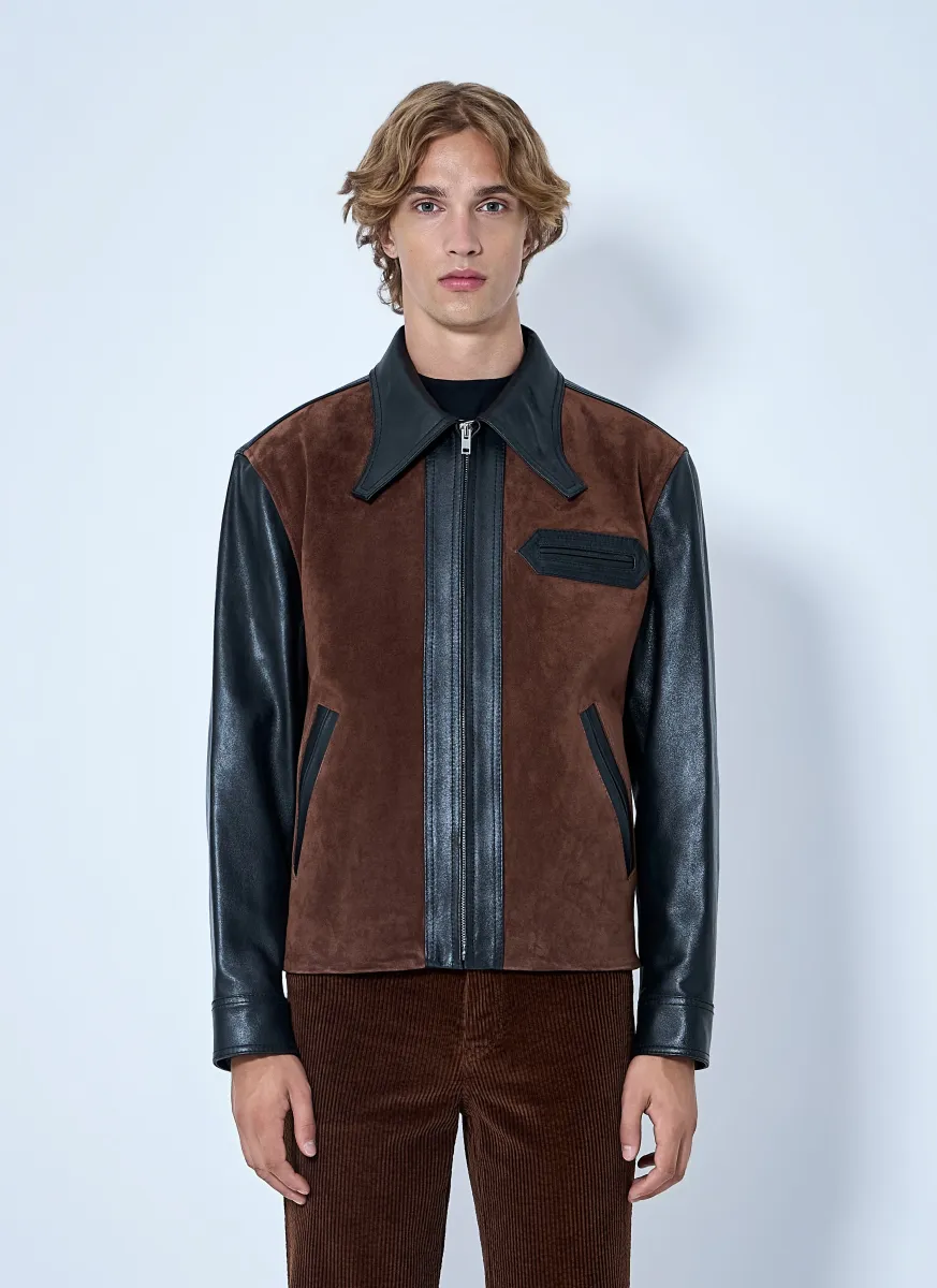 Leather and Suede Panel Jacket