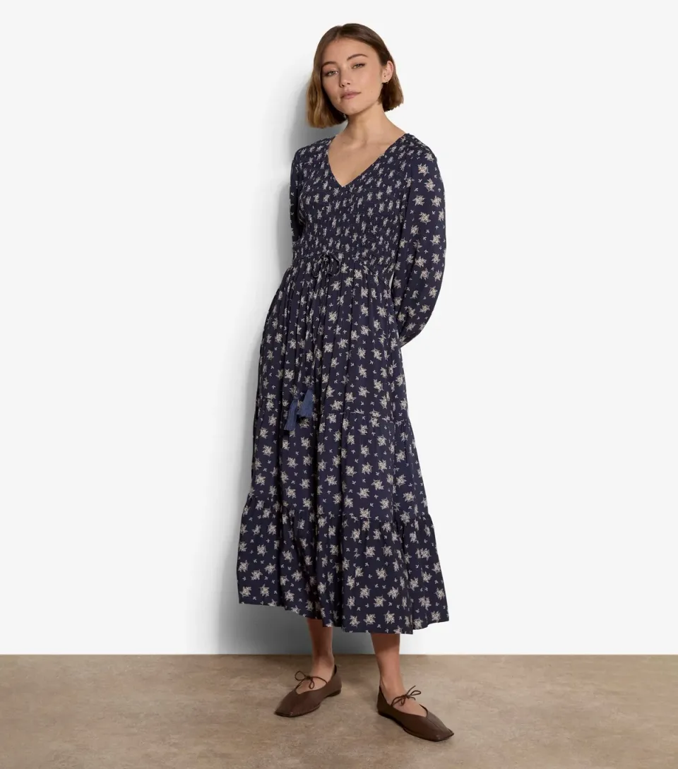Women's Navy Floral Midi Dress