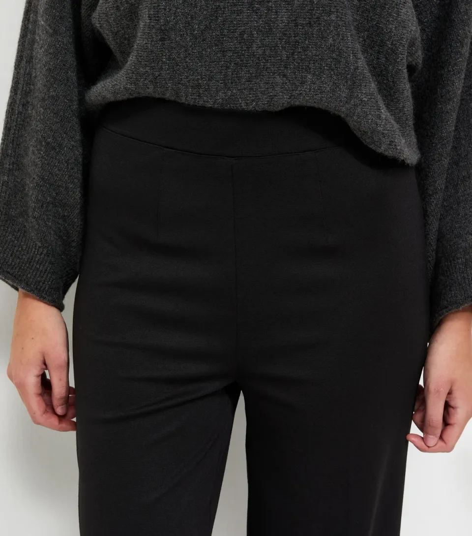 Women's Tall Black Jersey Wide Leg Trousers