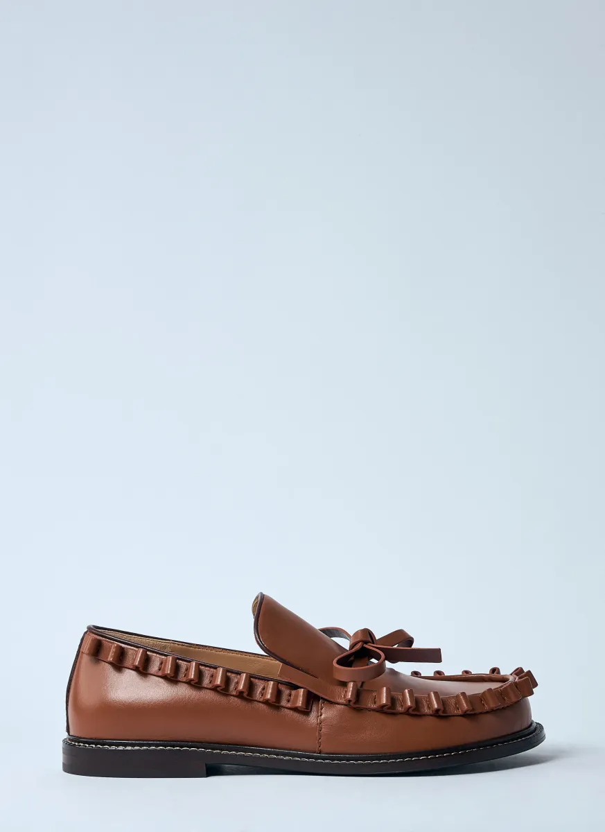 Leather Ruffle Loafers