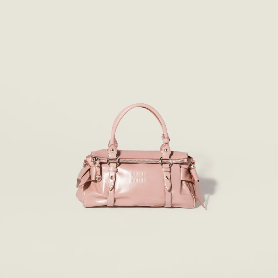 Shiny leather handbag