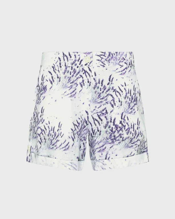 Women Linen Bermuda Shorts Lavender