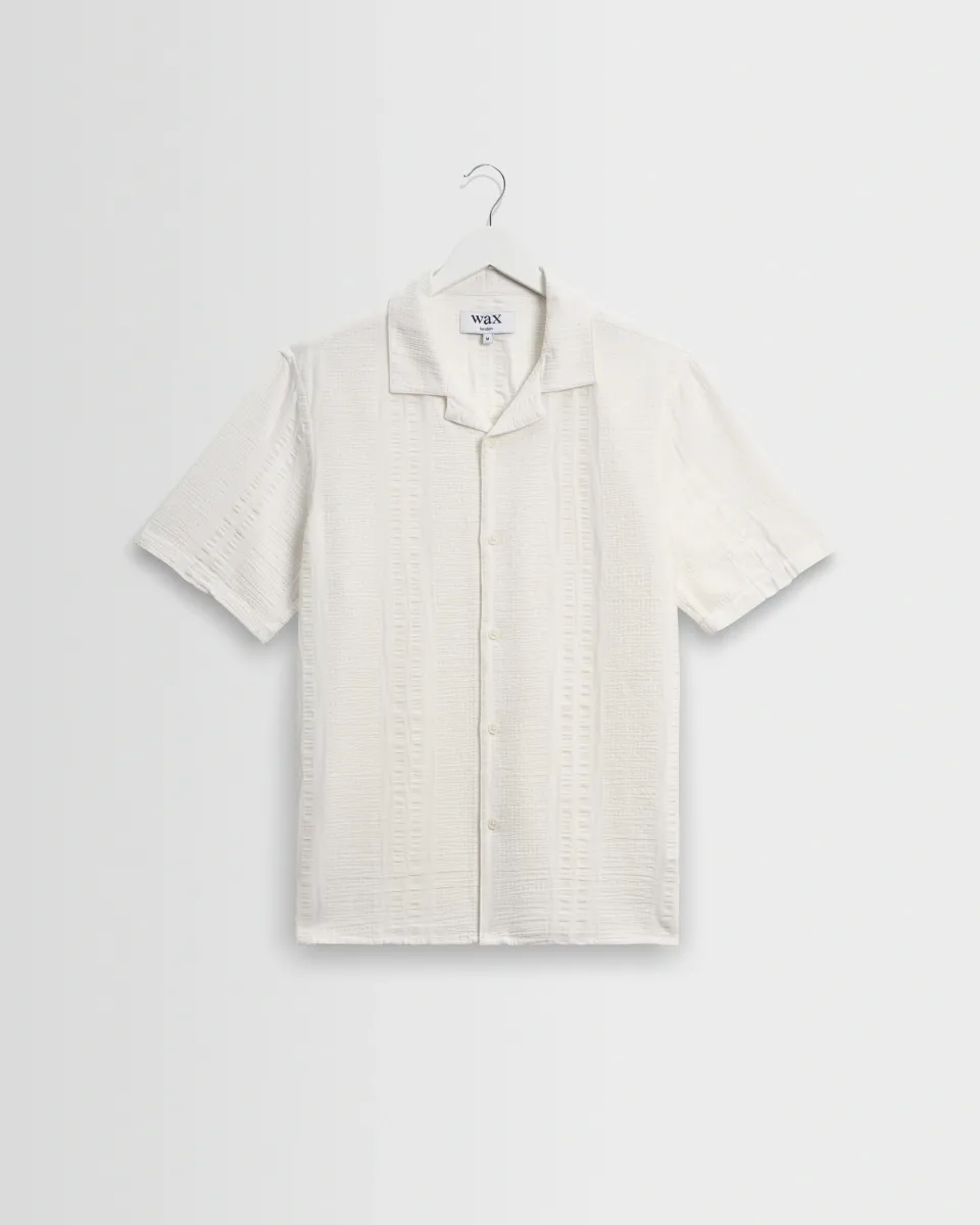 Didcot - Ecru Double-Weave Seersucker Short-Sleeve Shirt