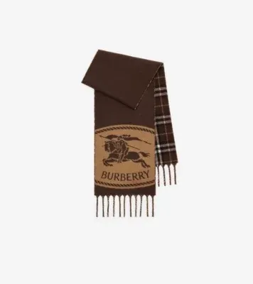Reversible Knight Stamp Scarf in Treacle brown
