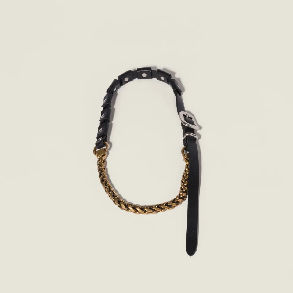 Metal and leather necklace
