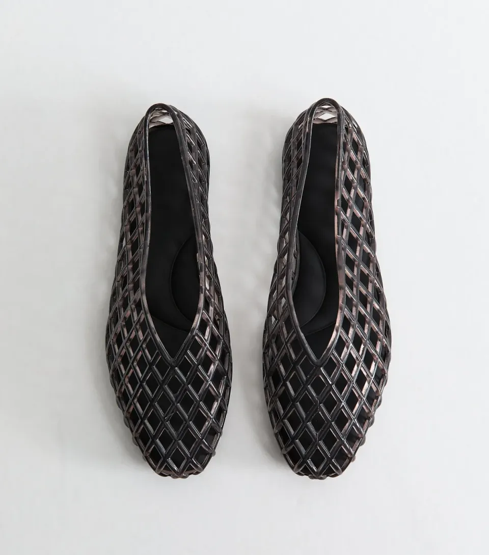 Women's Truffle Black Jelly Ballet Pumps