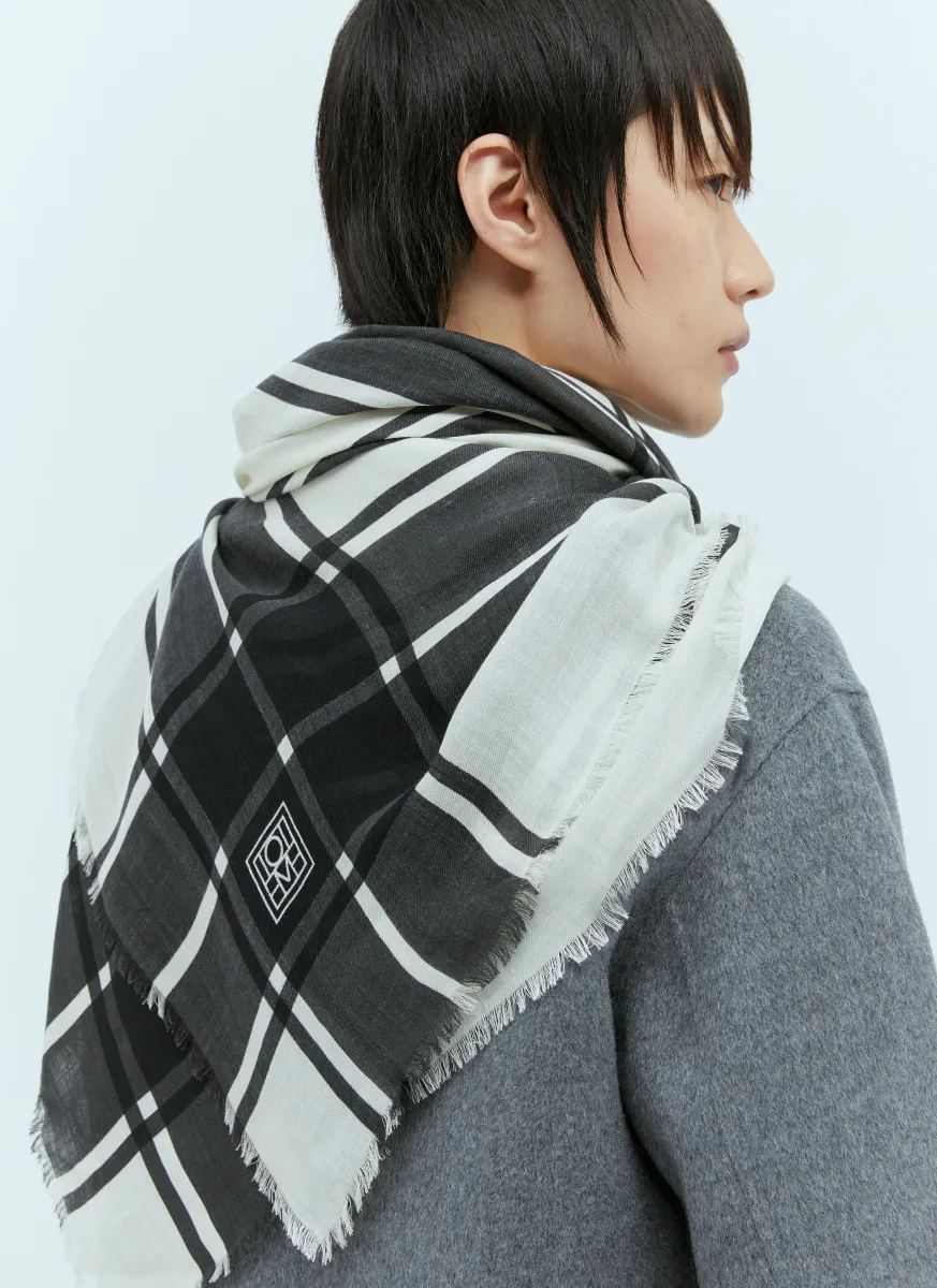 Wool And Silk Check Scarf