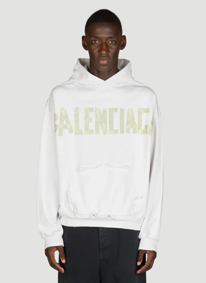 Distressed Logo Print Hooded Sweatshirt