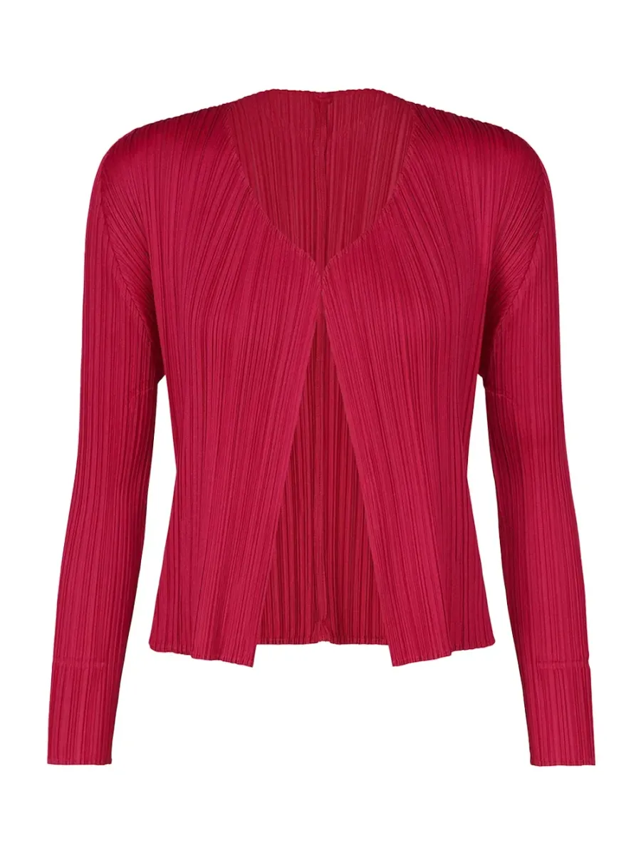 Pleats Please New Colorful Basics Cardigan Carmine