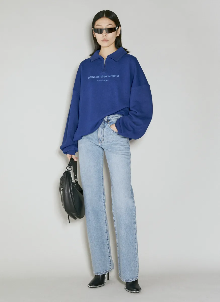 Logo Embellished Half-Zip Sweatshirt