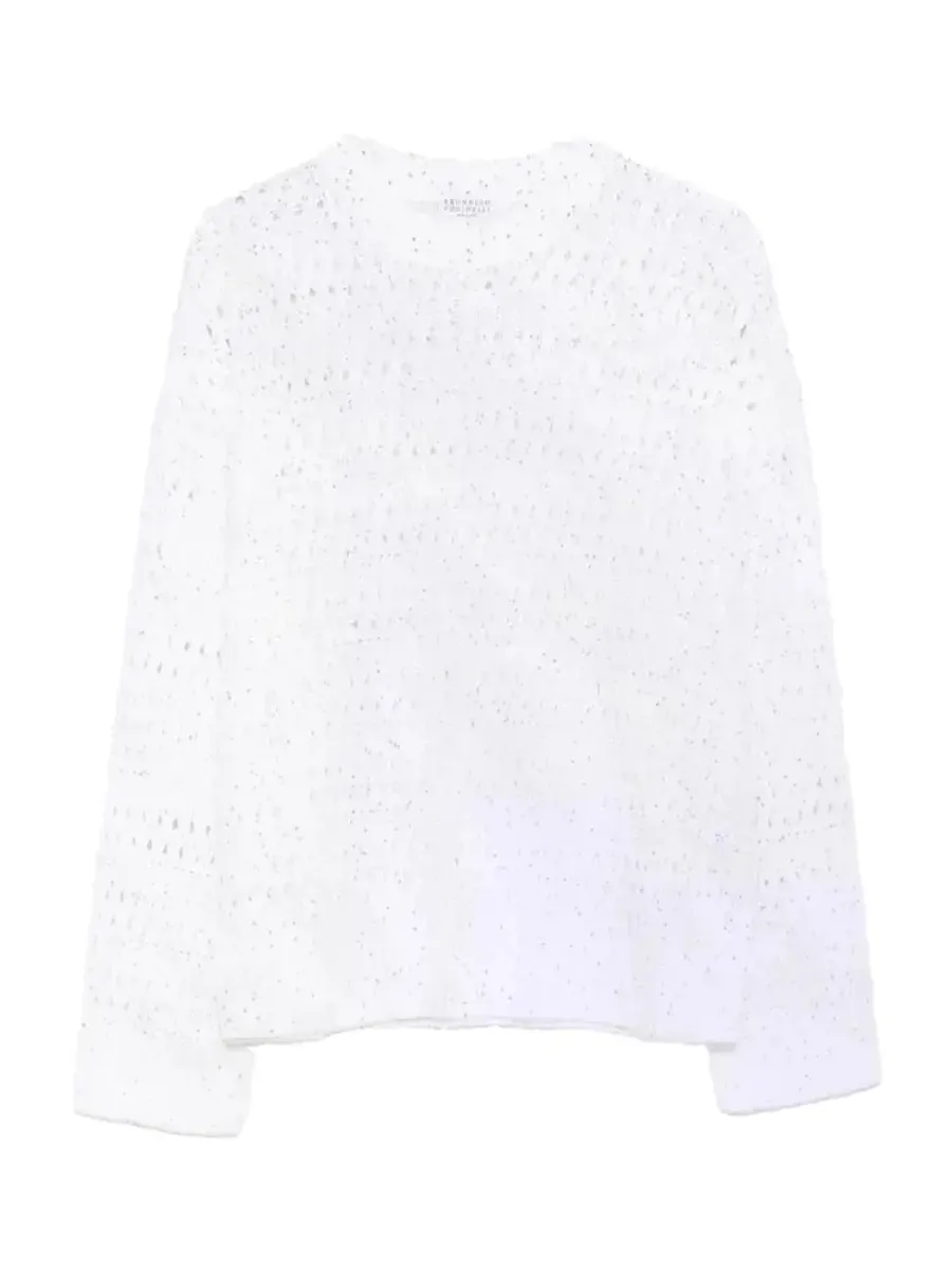 Open Knit Sweater White