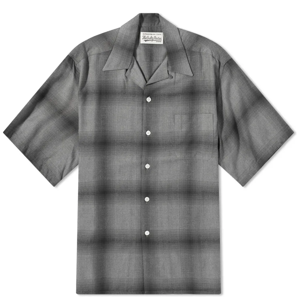 Short Sleeve Type 2 Ombre Check Open Collar Shir