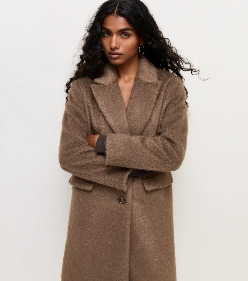 Women's Petite Mink Faux Fur Longline Coat