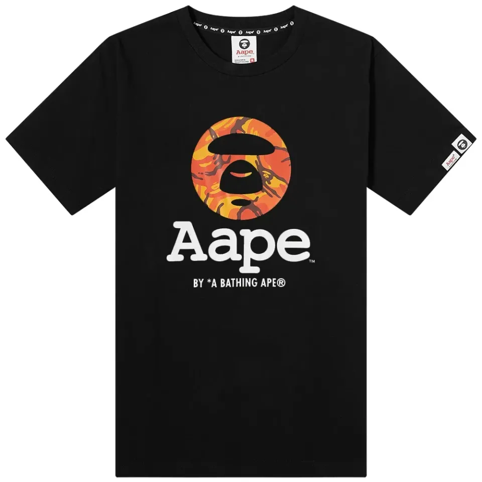 AAPE Orange Camo Og Moonface T-Shirt