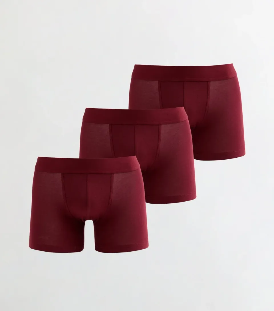 Men's Pack Of 3 Burgundy Boxers
