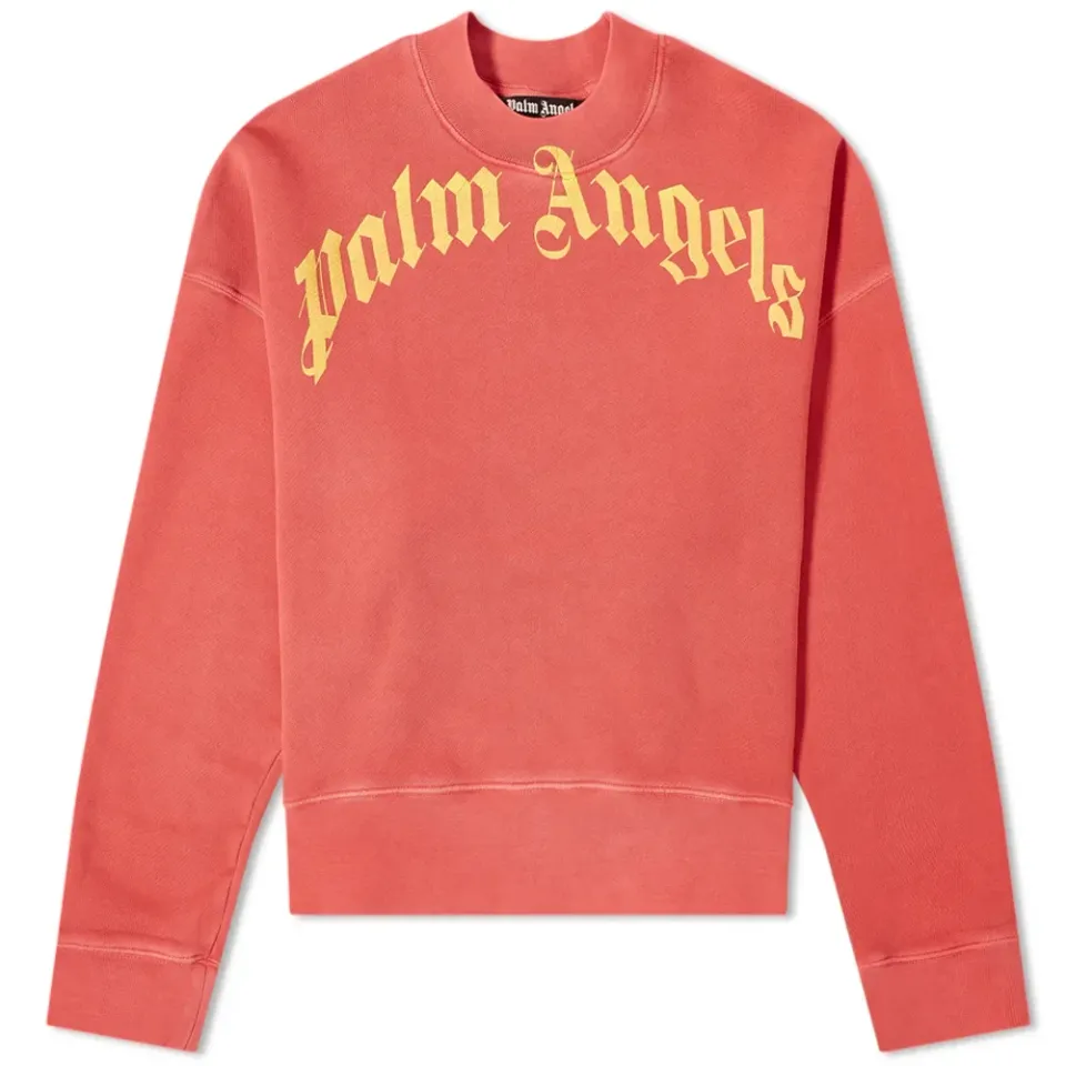 Vintage Wash Curved Flocked Crew Sweat
