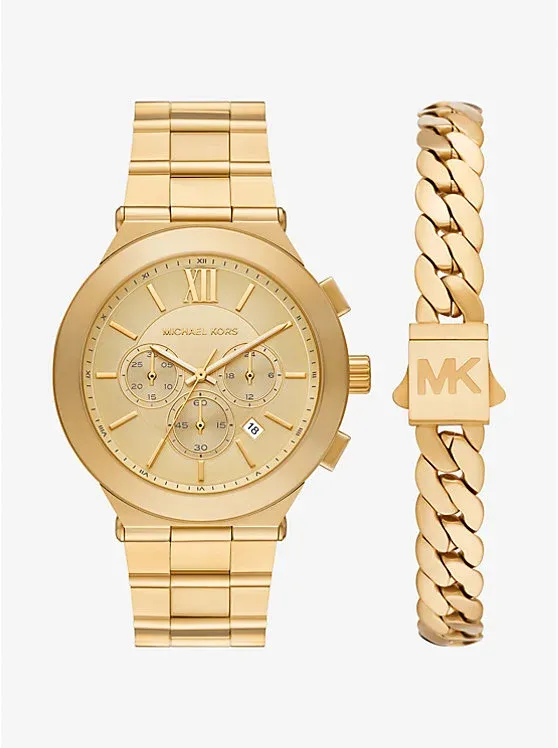 Oversized Billie Gold-Tone Watch and Bracelet Gift Set