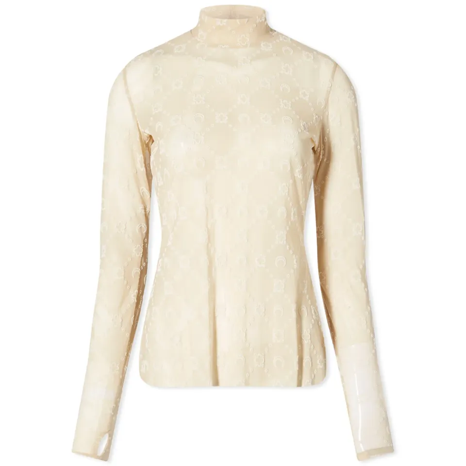 Moonogram Mesh Flock Top