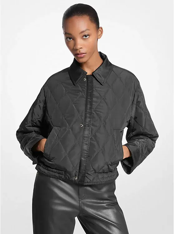 Nylon Cropped Reversible Bomber Jacket