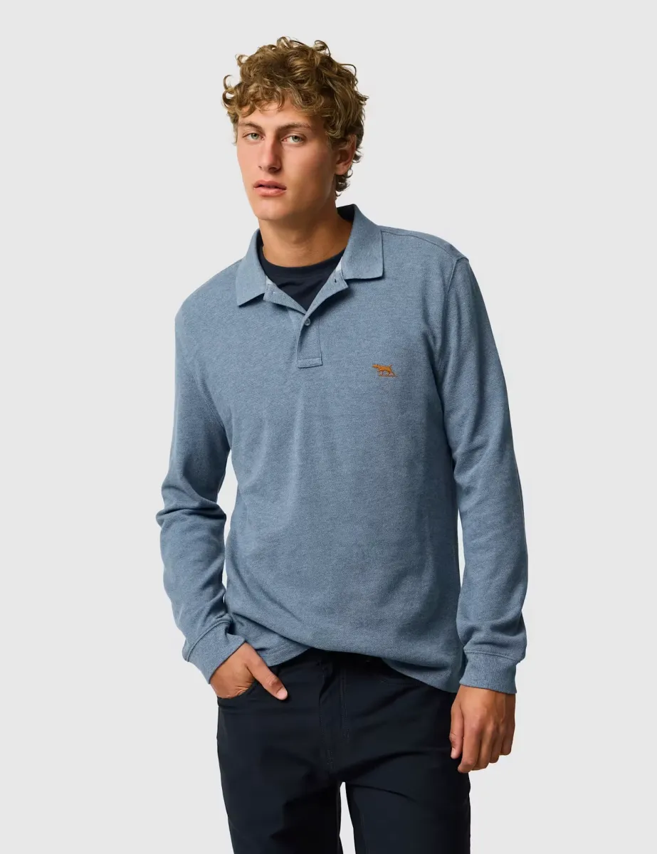 Gunn Pure Cotton Long Sleeve Polo Shirt Chambray