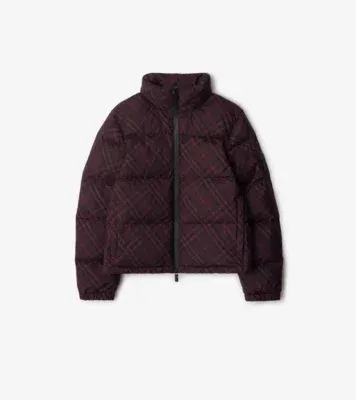 Check Ambleside Puffer Jacket in Wine red