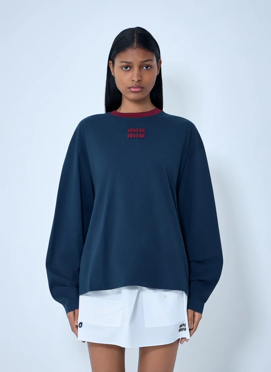 Cotton Jersey Sweatshirt with Logo Motif