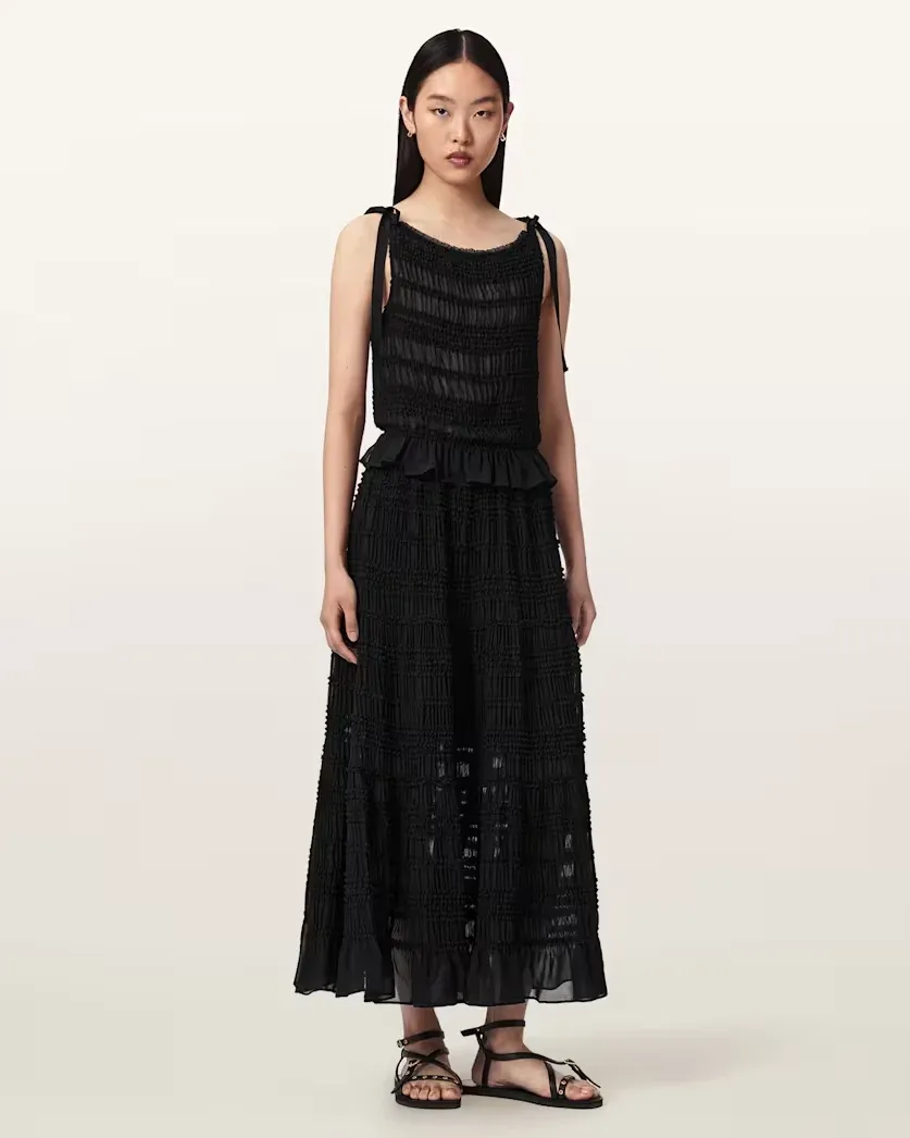 Lotus Shirred Maxi Skirt