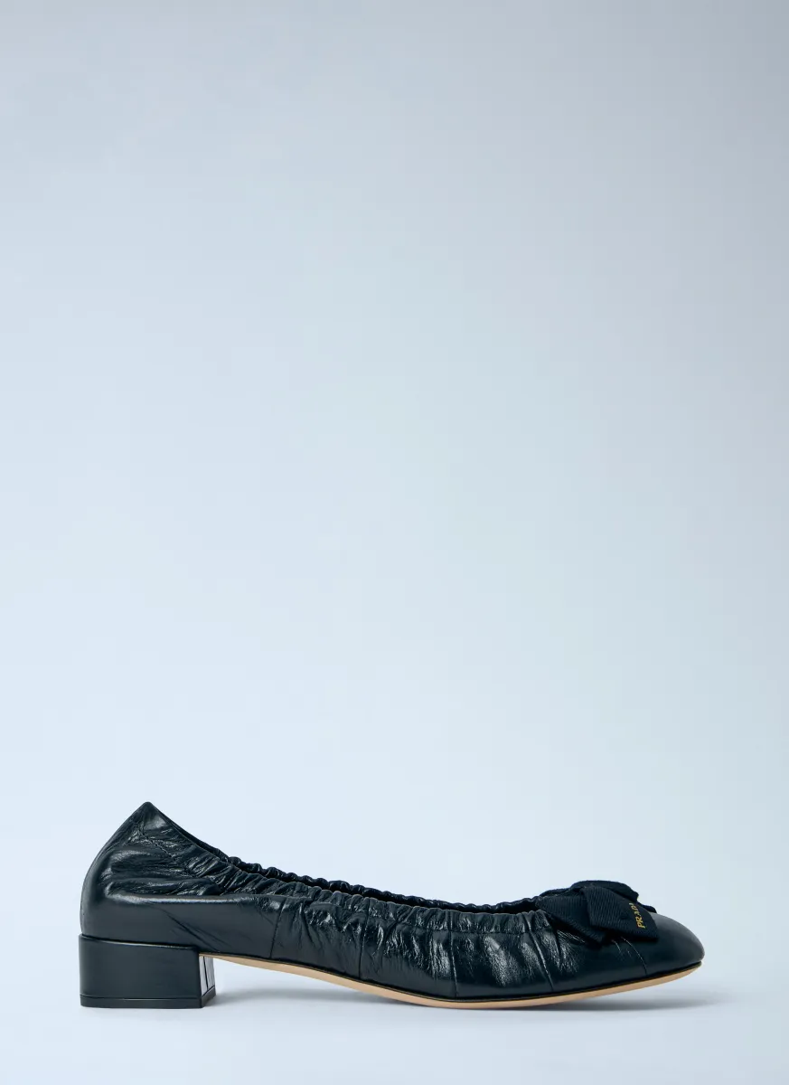Leather Bow Detail Ballet Flats