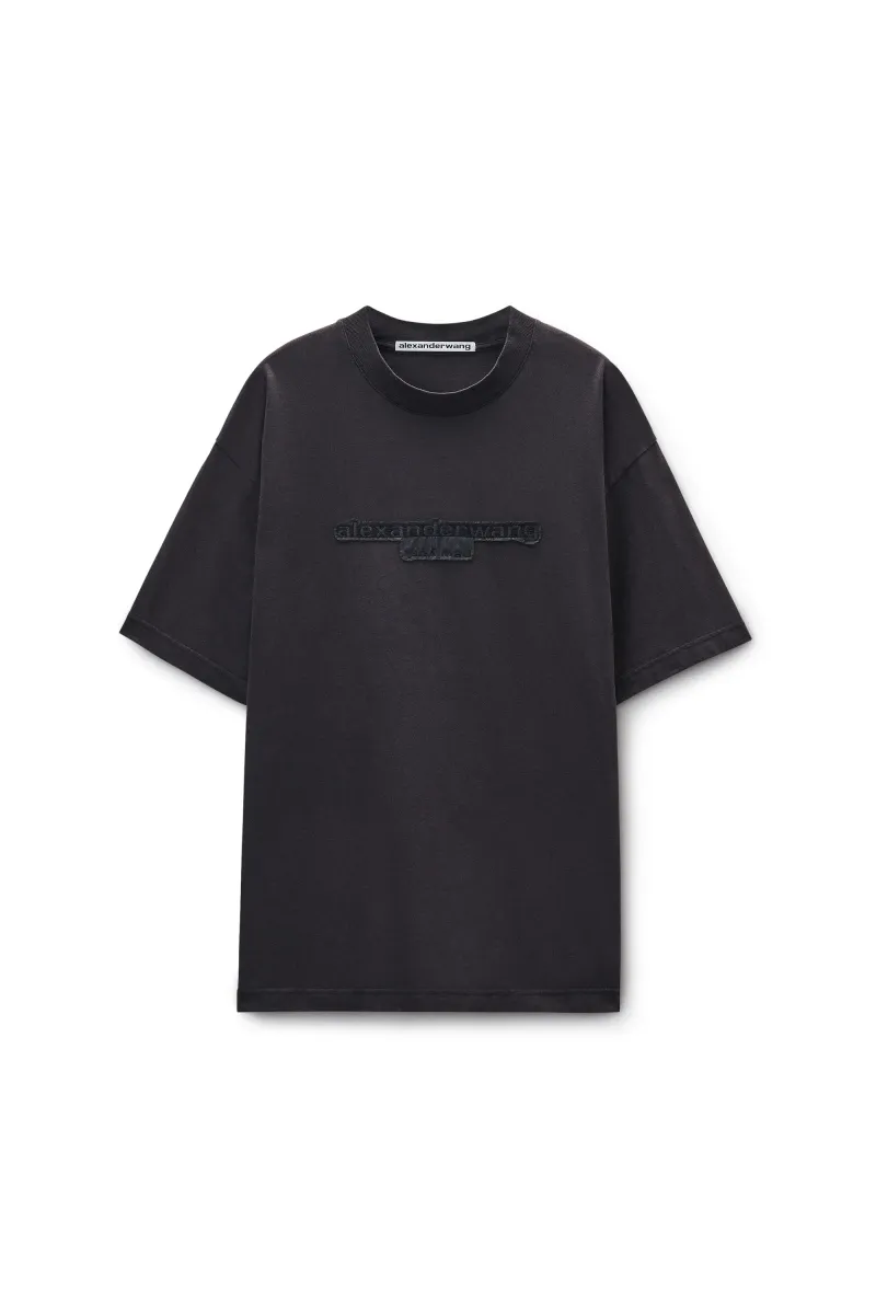 Washed Grey Jersey Logo Long-Sleeve Tee