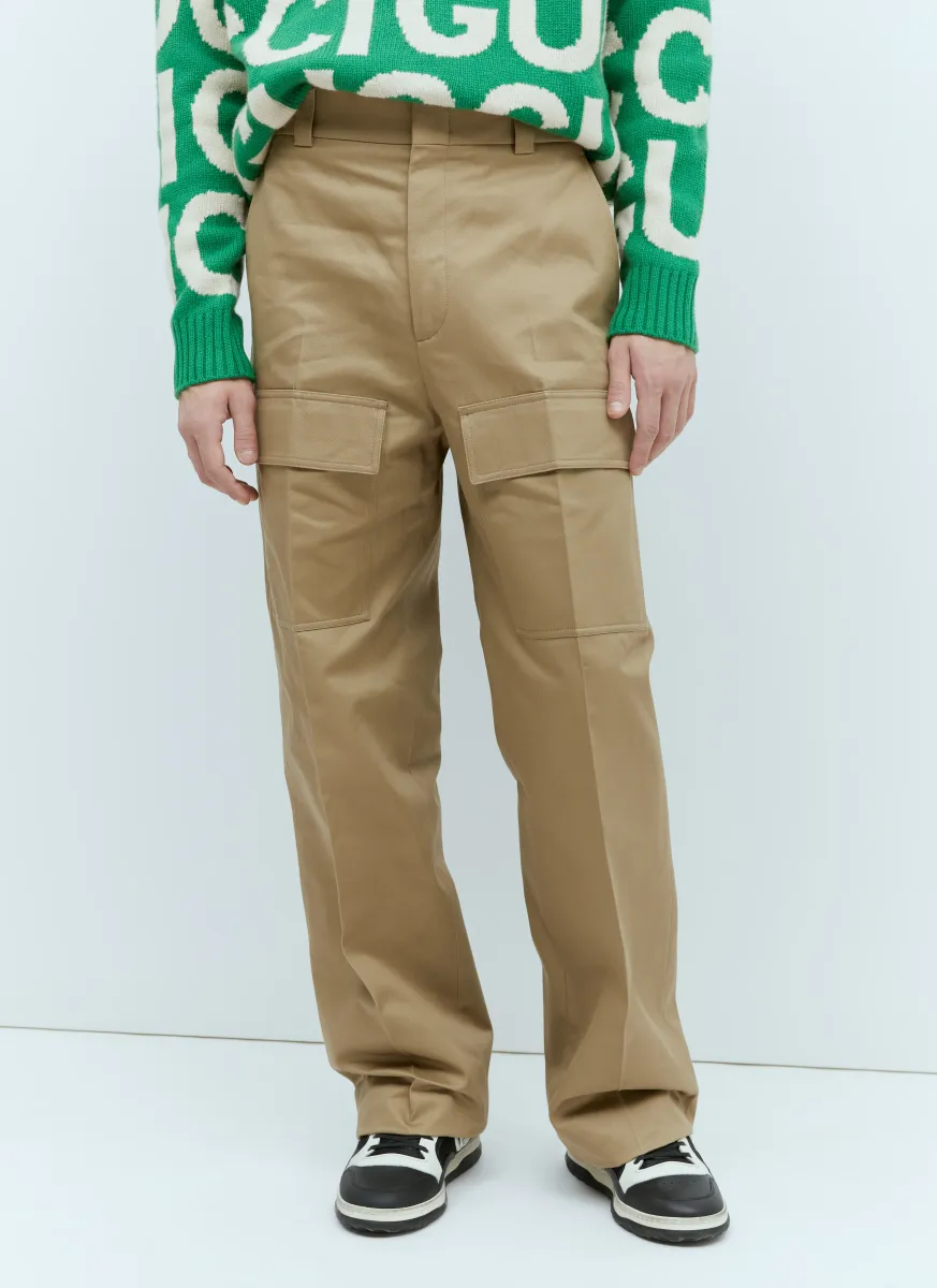 Wide-Leg Cotton Cargo Pants