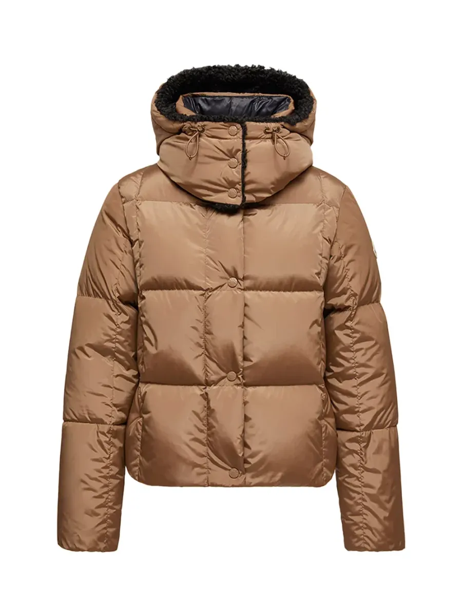 Women Castelnou Square-Quilted Hooded Down Jacket Camel