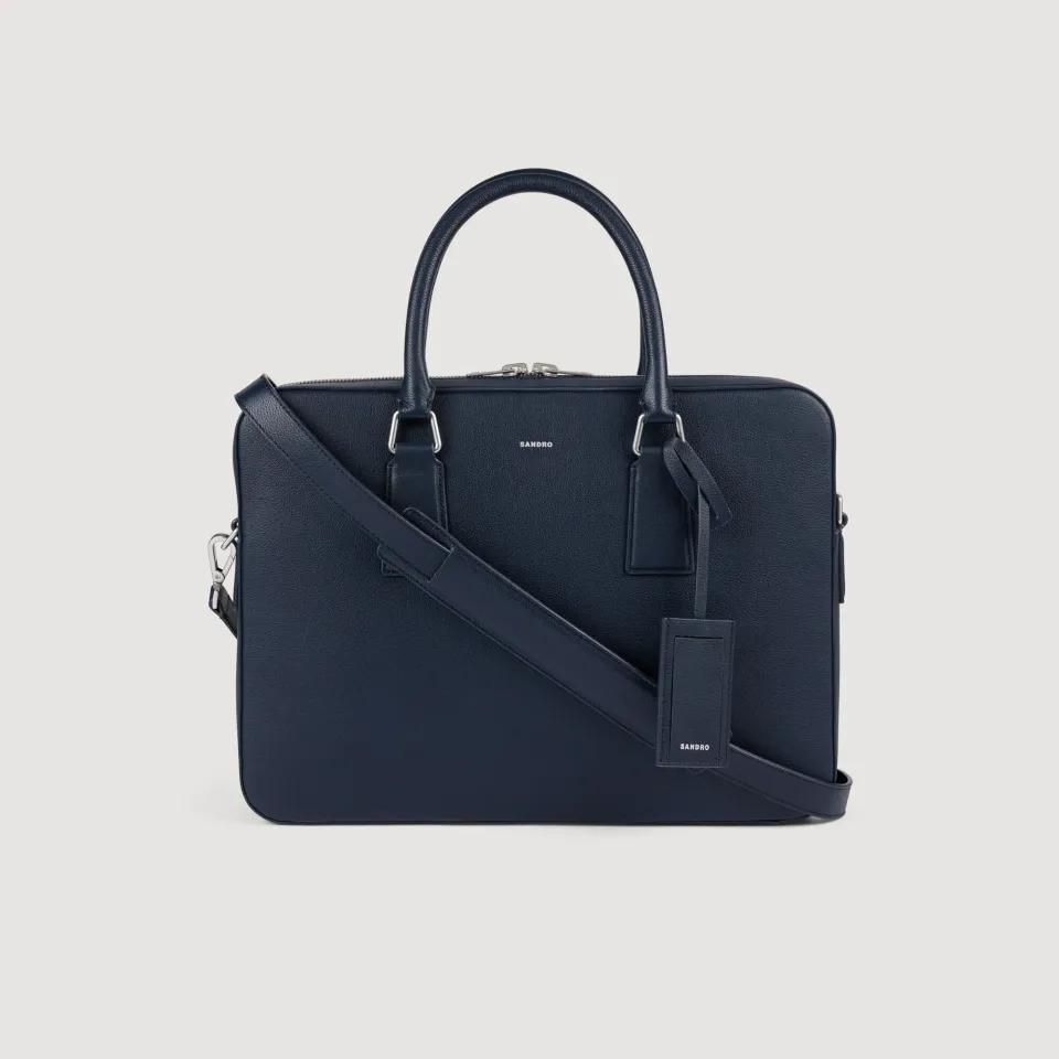 Large grained leather briefcase