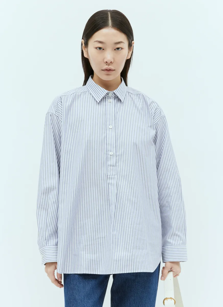 Striped Half-Placket Shirt
