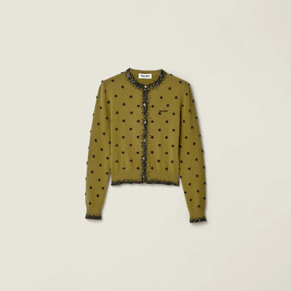 Embroidered cashmere cardigan