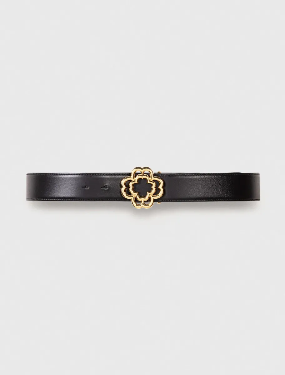 Leather belt with Clover logo